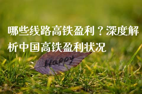 哪些线路高铁盈利？深度解析中国高铁盈利状况_https://www.apanben.com_在线喊单_第1张