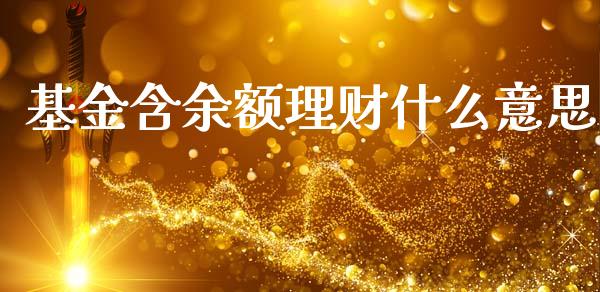 基金含余额理财什么意思_https://www.apanben.com_国际财经_第1张