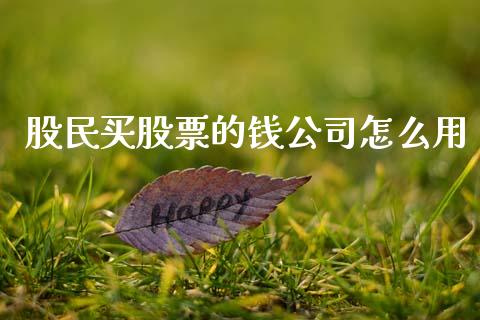 股民买股票的钱公司怎么用_https://www.apanben.com_股票怎么玩_第1张