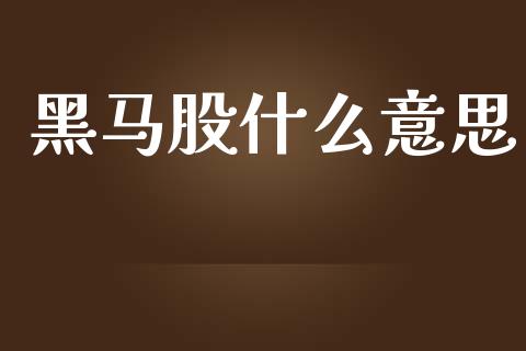 黑马股什么意思_https://www.apanben.com_财经资讯_第1张