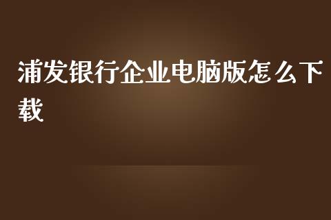 浦发银行企业电脑版怎么下载_https://www.apanben.com_国际期货_第1张