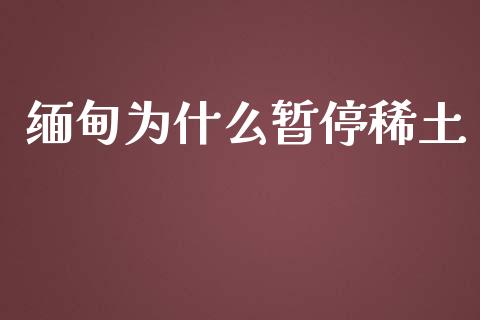 缅甸为什么暂停稀土_https://www.apanben.com_股市指导_第1张