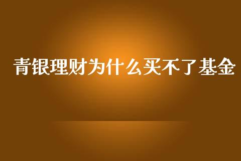 青银理财为什么买不了基金_https://www.apanben.com_财经资讯_第1张