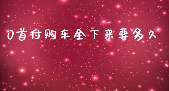 0首付购车全下来要多久_https://www.apanben.com_股票怎么玩_第1张