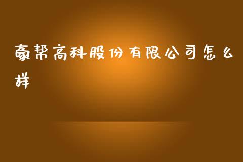 豪帮高科股份有限公司怎么样_https://www.apanben.com_国际期货_第1张
