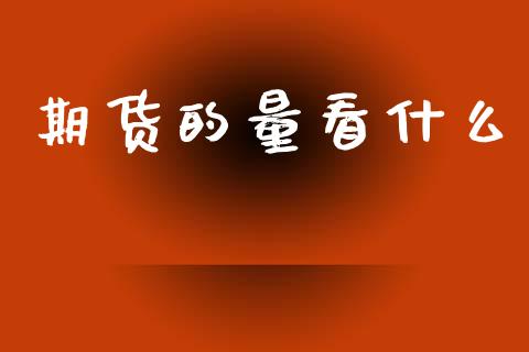 期货的量看什么_https://www.apanben.com_股市指导_第1张