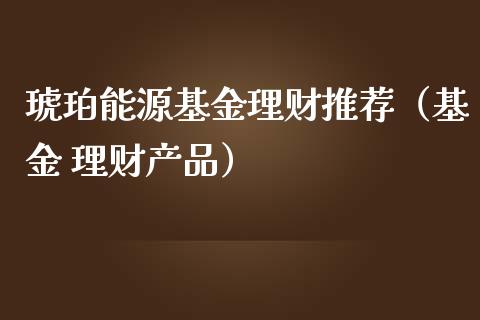 琥珀能源基金理财推荐（基金 理财产品）_https://www.apanben.com_国际财经_第1张