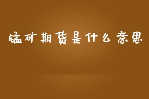 锰矿期货是什么意思_https://www.apanben.com_国际期货_第1张
