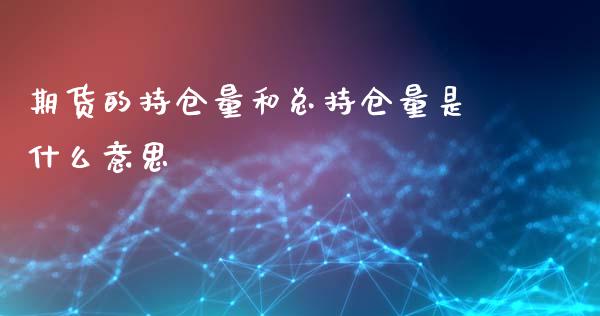 期货的持仓量和总持仓量是什么意思_https://www.apanben.com_期货学院_第1张