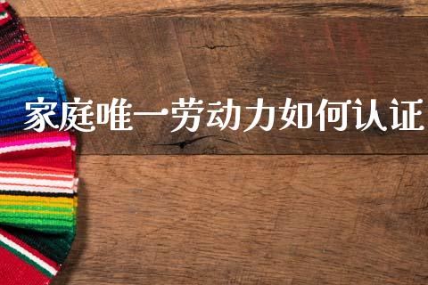 家庭唯一劳动力如何认证_https://www.apanben.com_股市指导_第1张