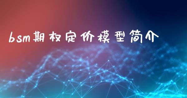 bsm期权定价模型简介_https://www.apanben.com_国际期货_第1张