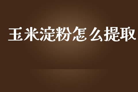 玉米淀粉怎么提取_https://www.apanben.com_财经资讯_第1张