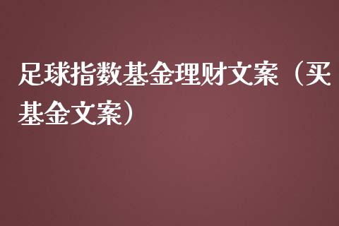 足球指数基金理财文案（买基金文案）_https://www.apanben.com_财经资讯_第1张