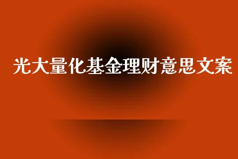 光大量化基金理财意思文案_https://www.apanben.com_国际财经_第1张