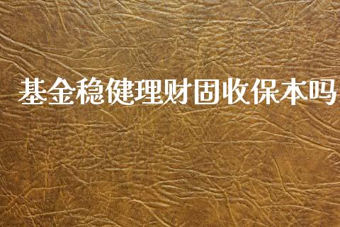 基金稳健理财固收保本吗_https://www.apanben.com_国际财经_第1张