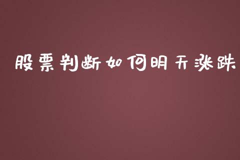 股票判断如何明天涨跌_https://www.apanben.com_股市指导_第1张