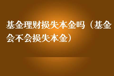 基金理财损失本金吗（基金会不会损失本金）_https://www.apanben.com_财经资讯_第1张