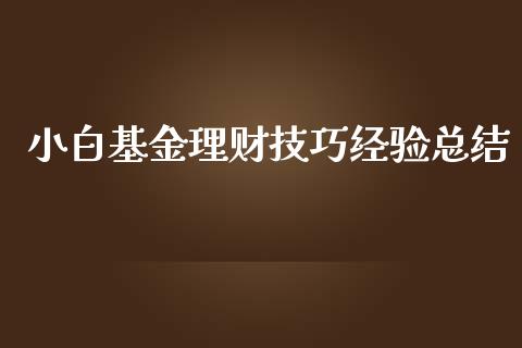 小白基金理财技巧经验总结_https://www.apanben.com_财经资讯_第1张