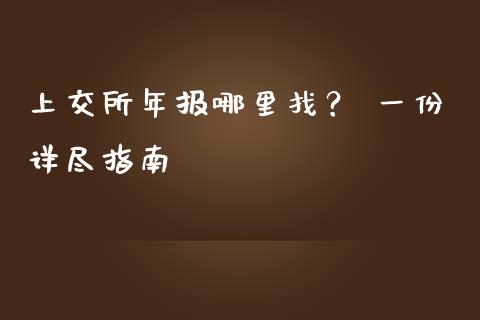 上交所年报哪里找？ 一份详尽指南_https://www.apanben.com_在线喊单_第1张