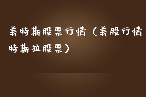 美特斯股票行情（美股行情特斯拉股票）_https://www.apanben.com_股市分析_第1张