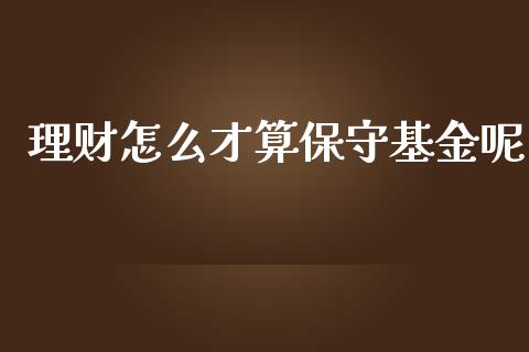 理财怎么才算保守基金呢_https://www.apanben.com_财经资讯_第1张
