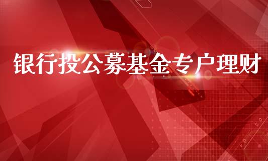 银行投公募基金专户理财_https://www.apanben.com_国际财经_第1张
