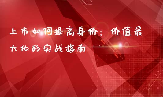 上市如何提高身价：价值最大化的实战指南_https://www.apanben.com_股市指导_第1张