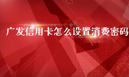 广发信用卡怎么设置消费密码_https://www.apanben.com_期货学院_第1张