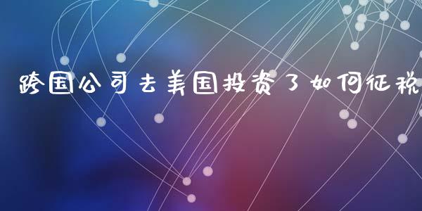 跨国公司去美国投资了如何征税_https://www.apanben.com_股票怎么玩_第1张
