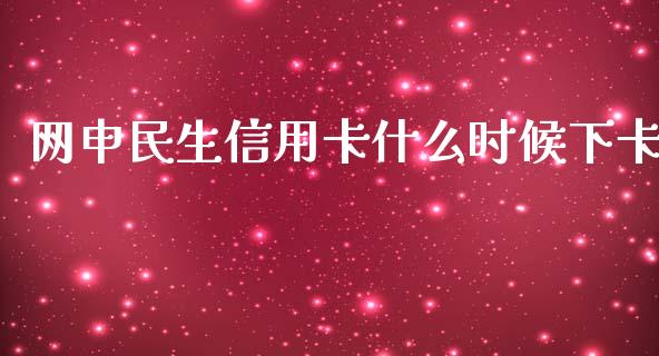网申民生信用卡什么时候下卡_https://www.apanben.com_股市分析_第1张