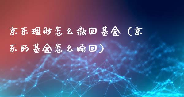 京东理财怎么撤回基金（京东的基金怎么赎回）_https://www.apanben.com_财经资讯_第1张