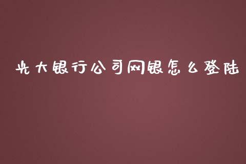 光大银行公司网银怎么登陆_https://www.apanben.com_股市指导_第1张