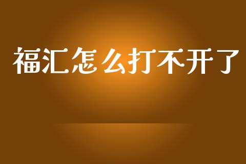 福汇怎么打不开了_https://www.apanben.com_期货学院_第1张