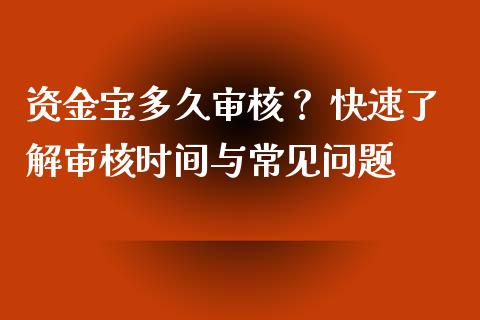 资金宝多久审核？ 快速了解审核时间与常见问题_https://www.apanben.com_股市指导_第1张