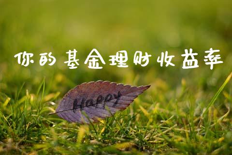 你的基金理财收益率_https://www.apanben.com_国际财经_第1张