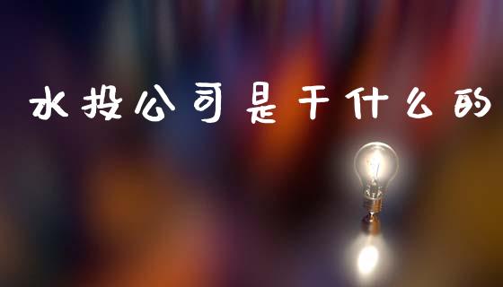 水投公司是干什么的_https://www.apanben.com_国际财经_第1张