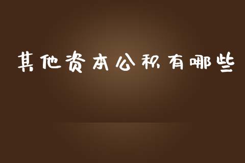 其他资本公积有哪些_https://www.apanben.com_财经资讯_第1张
