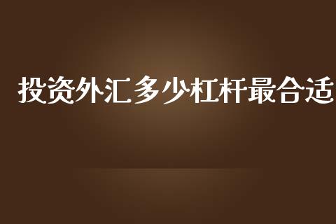 投资外汇多少杠杆最合适_https://www.apanben.com_财经资讯_第1张