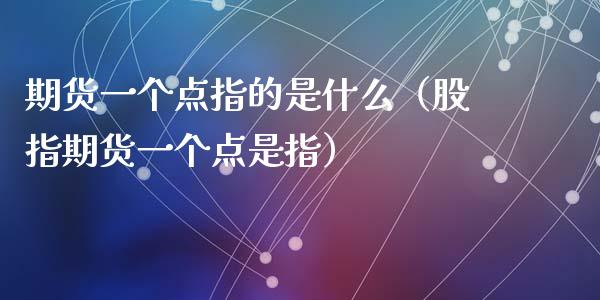 期货一个点指的是什么（股指期货一个点是指）_https://www.apanben.com_国际财经_第1张