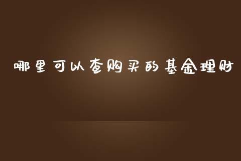 哪里可以查购买的基金理财_https://www.apanben.com_国际财经_第1张