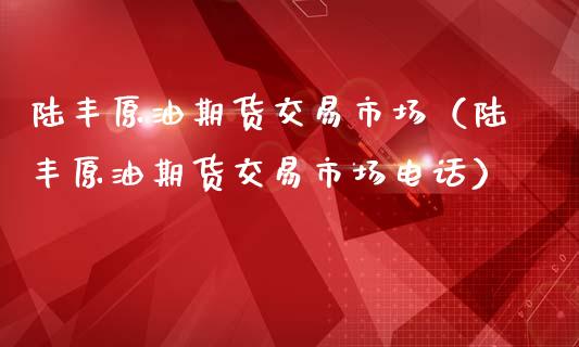 陆丰原油期货交易市场（陆丰原油期货交易市场电话）_https://www.apanben.com_期货学院_第1张