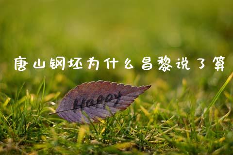 唐山钢坯为什么昌黎说了算_https://www.apanben.com_国际期货_第1张