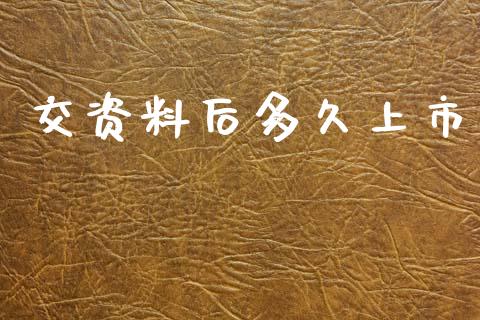 交资料后多久上市_https://www.apanben.com_财经资讯_第1张