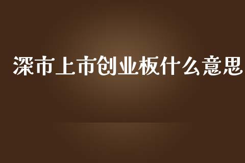 深市上市创业板什么意思_https://www.apanben.com_国际财经_第1张
