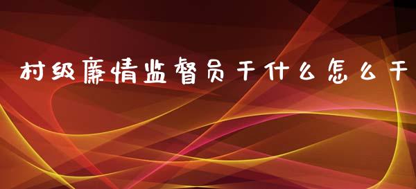 村级廉情监督员干什么怎么干_https://www.apanben.com_财经资讯_第1张