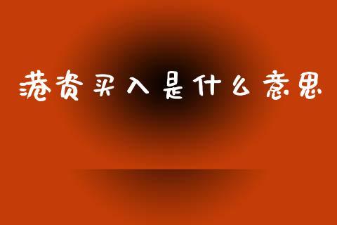 港资买入是什么意思_https://www.apanben.com_股市分析_第1张