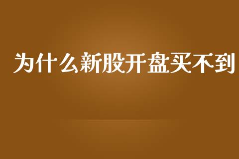 为什么新股开盘买不到_https://www.apanben.com_股市指导_第1张