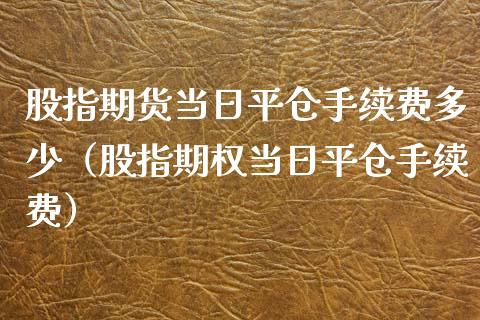 股指期货当日平仓手续费多少（股指期权当日平仓手续费）_https://www.apanben.com_期货学院_第1张