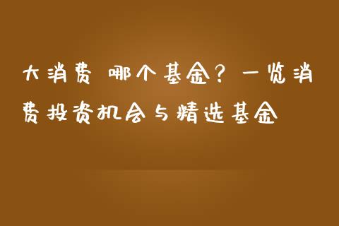 大消费 哪个基金？一览消费投资机会与精选基金_https://www.apanben.com_国际财经_第1张
