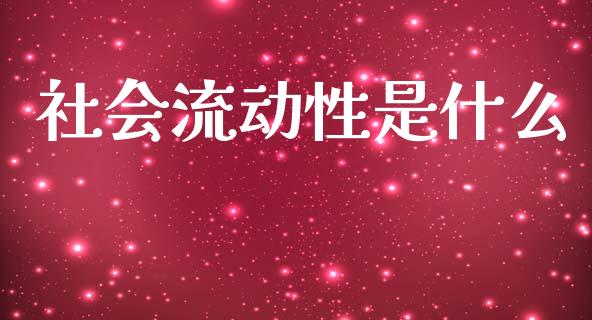 社会流动性是什么_https://www.apanben.com_在线喊单_第1张
